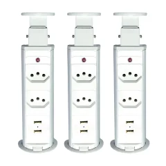 Kit 3 Torres de Tomada Multiplug 2 Tomadas e 2 USB Bivolt