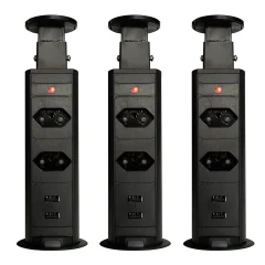 Kit 3 Torres de Tomada Multiplug 2 Tomadas e 2 USB Bivolt