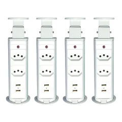 Kit 4 Torres de Tomada Multiplug 2 tomadas e 2 USB Bivolt