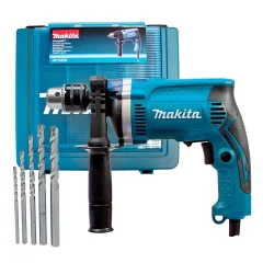 Kit Furadeira de Impacto 710W e Maleta HP1630K Makita e 5 Brocas para Concreto