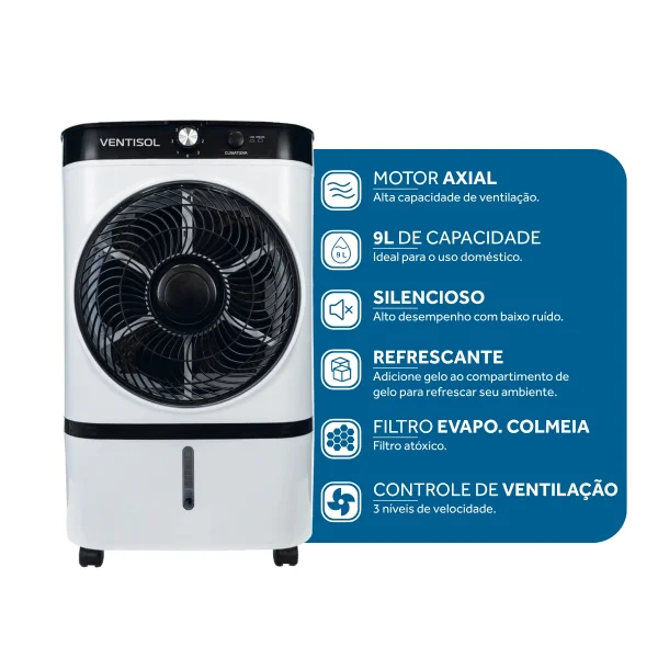 Climatizador de Ar 9 Litros 65W CLI09-01 Branco/Preto 127V Ventisol