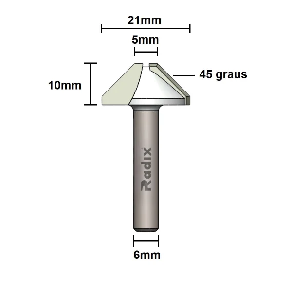 Fresa Cantoneira Chanfrada 45 Graus 1900045.01 Radix