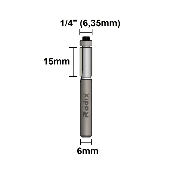 Fresa com Rolamento Guia de 1/4 Pol x 15mm 1706315.01 Radix