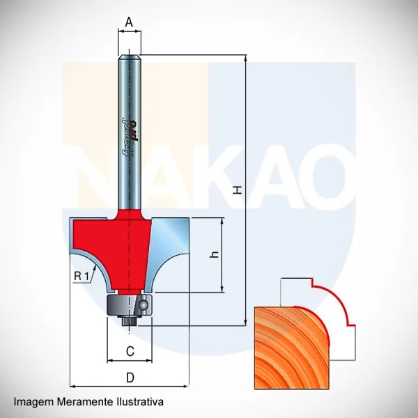 Fresa Cordão Calçada de Widea com Rolamento Guia 12.70mm 34-12612 Freud