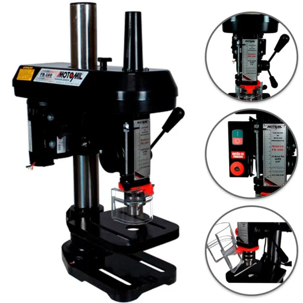 Furadeira Bancada 1/2HP Monofásico Sem Chave FBM-160M 4175.8 Motomil Bivolt