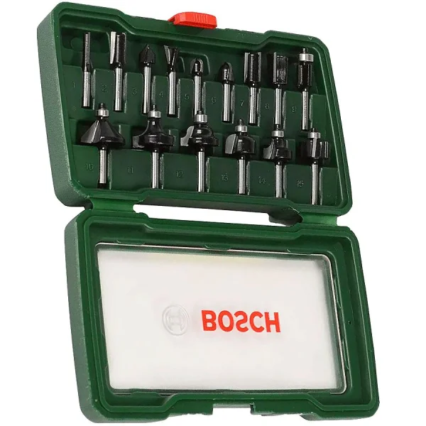 Jogo de Fresas 1/4Pol para Tupia 15 Peç Bosch