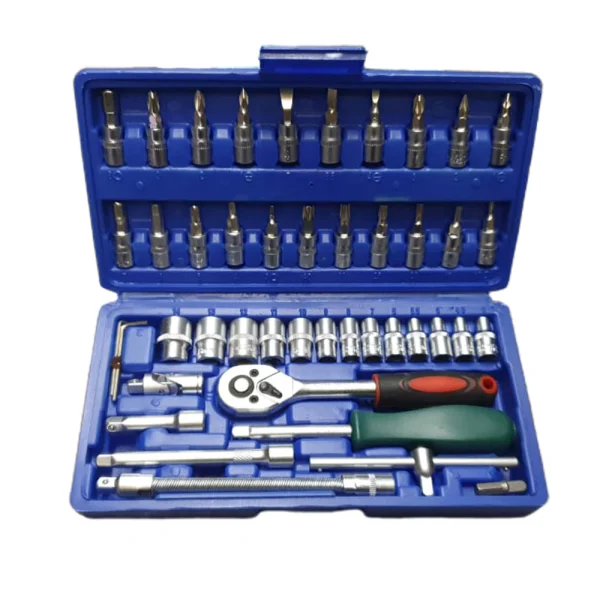 Jogo de Soquetes 1/4 Pol Cromo Vanádio com 46 Peç F000124 Ipiranga