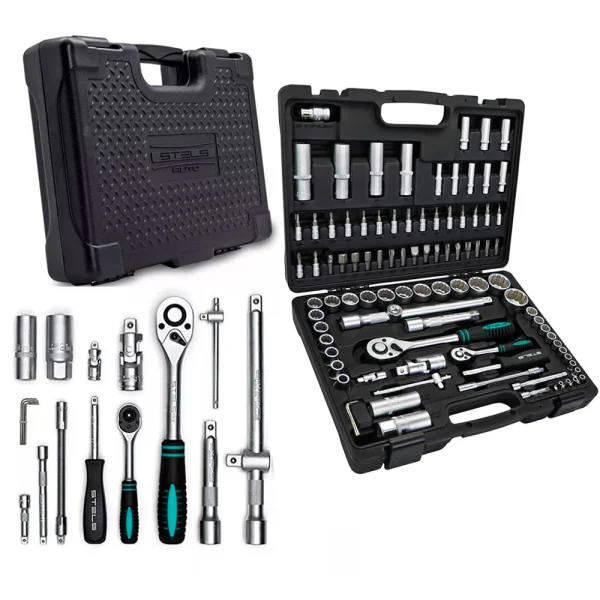 Jogo de Soquetes Encaixe 1/4 e 1/2 Stels 94 peç