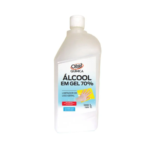 Kit 1 Álcool Gel 70° Antisséptico 1L e 50 Unid de Máscaras Descartáveis em TNT