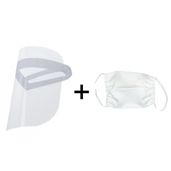 Kit 2 Máscaras Protetor Facial Face Shield e 10 Máscaras de Rosto Lavável Tecido