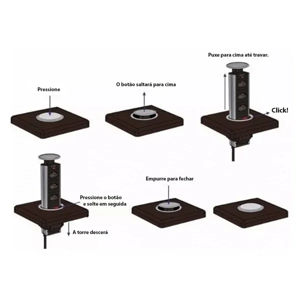 Kit 2 Torres de Tomada Multiplug 2 Tomadas e 2 USB Bivolt