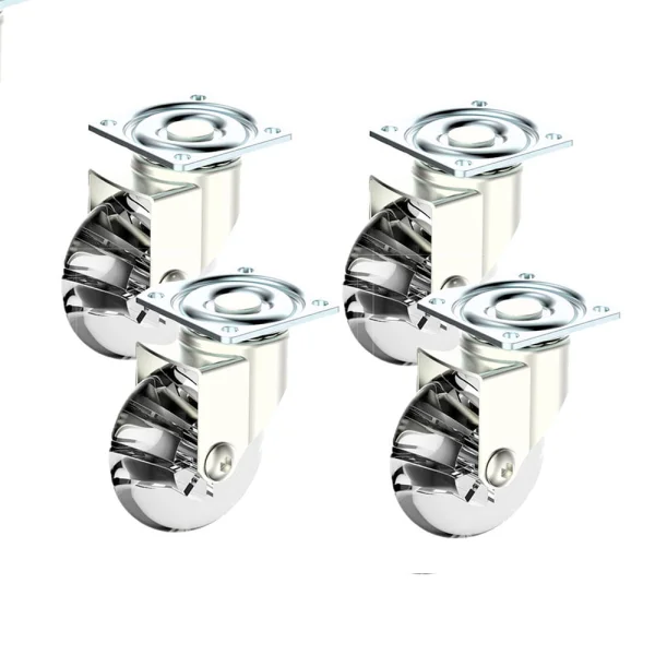 Kit 4 Rodízios Transparente 50mm sem Freio Soprano