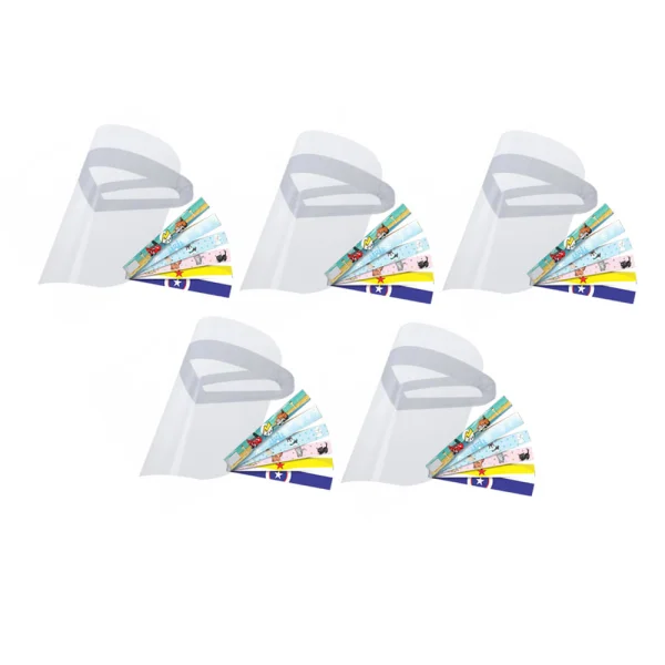 Kit 5 Máscaras Protetor Facial Family Personagens Visor Transparente Face Shield