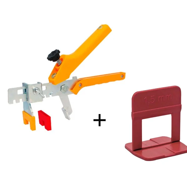 Kit Alicate para Nivelamento de Revest de Piso e Pct com 100 Espaçadores 15mm