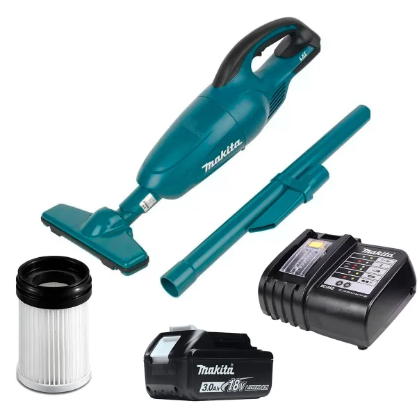 Kit Aspirador de Pó à Bateria DCL180Z Makita e Bateria e Carregador e Filtro
