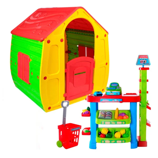 Kit Casinha de Brinquedo 561234 e Mercadinho Turma da Mônica 491300 Belfix