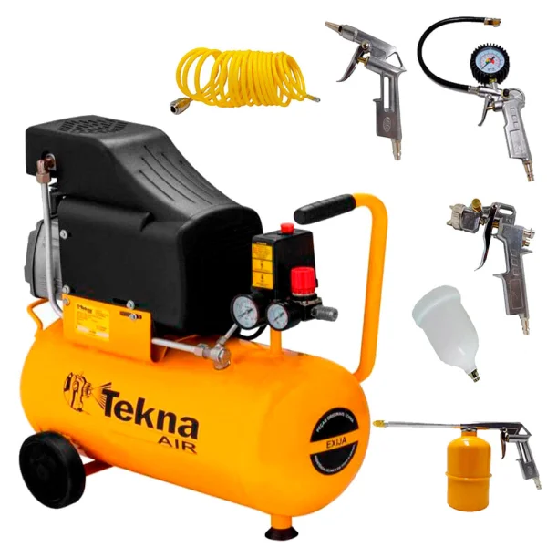Kit Compressor de Ar 24L CP8525 e Kit Pintura 5 Peç 4130201 Tekna
