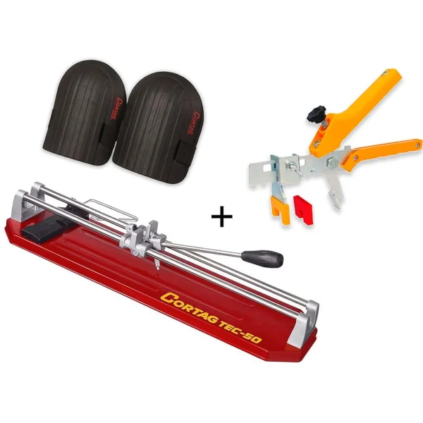 Kit Cortador de Piso 51cm TEC 50 e Joelheira em EVA e Alicate para Nivelamento