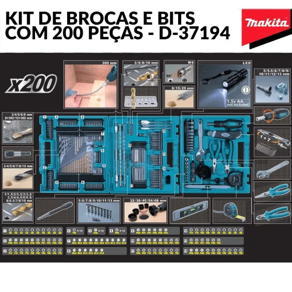 Kit de Acessórios com 200 Peç D-37194 Makita