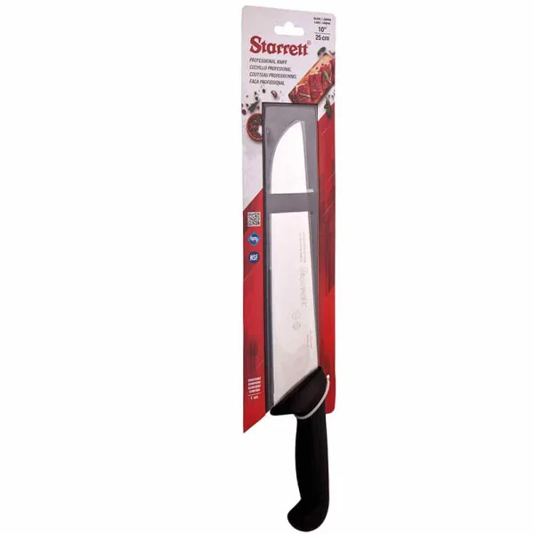 Kit Faca para Carne Lâmina Reta Larga 10Pol e Pedra de Afiar Dupla Face Starrett