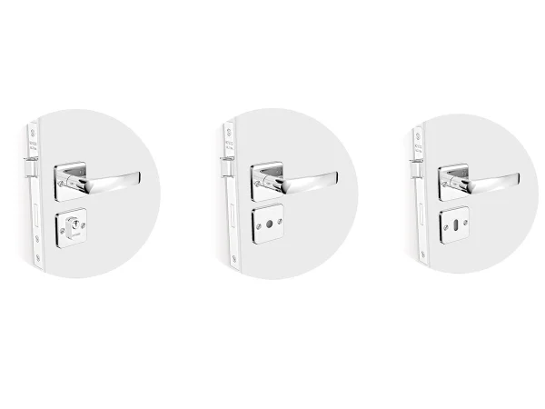 Kit Fechadura Pali Reta Cromado ROS25 e Banheiro e Externa e Interna Soprano