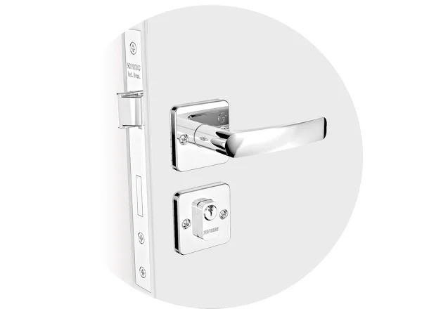 Kit Fechadura Pali Reta Cromado ROS25 e Banheiro e Externa e Interna Soprano