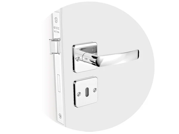 Kit Fechadura Pali Reta Cromado ROS25 e Banheiro e Externa e Interna Soprano