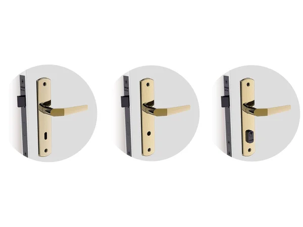 Kit Fechadura Popline Reta Oxidado ESP26 e Banheiro e Externa e Interna Soprano