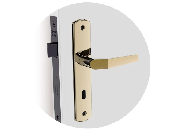 Kit Fechadura Popline Reta Oxidado ESP26 e Banheiro e Externa e Interna Soprano