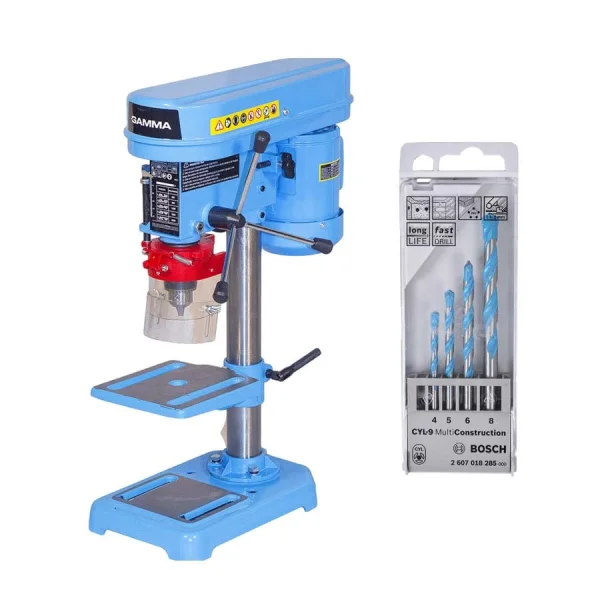 Kit Furadeira de Bancada G2320/BR Gamma e Jogo de Broca 4 Peç MultiConstruction
