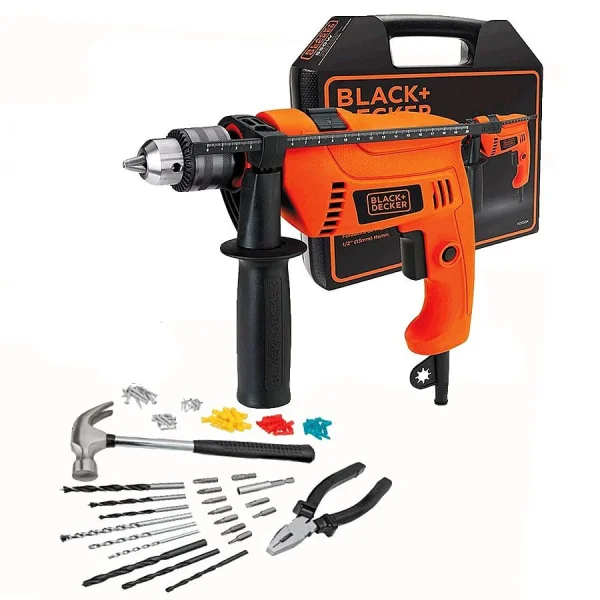 Kit Furadeira de Impacto 13mm 550W e Maleta com Acessórios HD555K88 BlackDecker