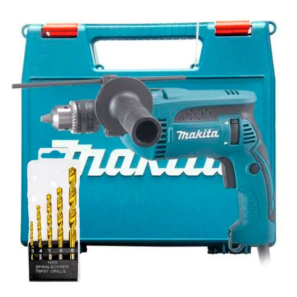 Kit Furadeira de Impacto 760W HP1640K Makita e Jogo de Brocas para Metal