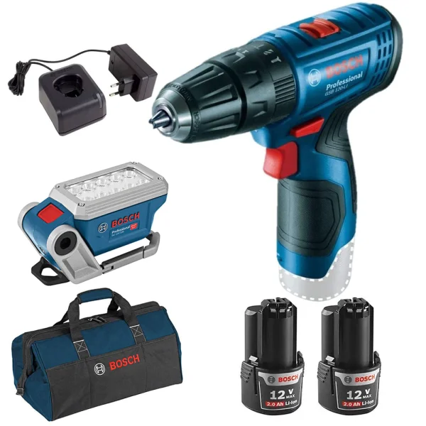 Kit Furadeira de Impacto GSB 120-LI e 2 Baterias e Lanterna e Bolsa Bosch