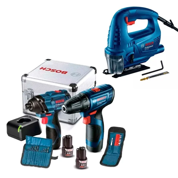 Kit Furadeira Parafusadeira GDR120-Li e Serra Tico Tico GST 700 Bosch