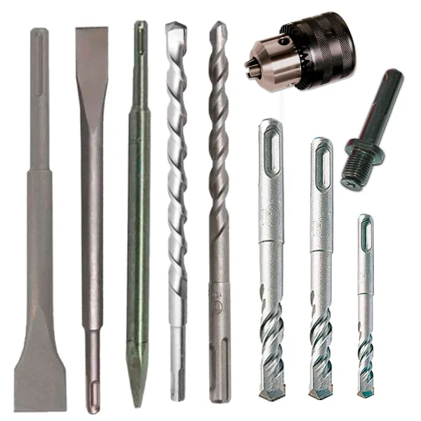 Kit Mandril 1/2 Pol com Chave e Adaptador e 2 Talhadeiras e Ponteira e 5 Brocas