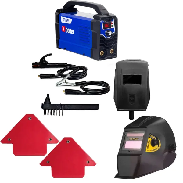 Kit Máquina de Solda Inversora Flama161 Boxer Máscara 2Esquadros Magnéticos12Kg