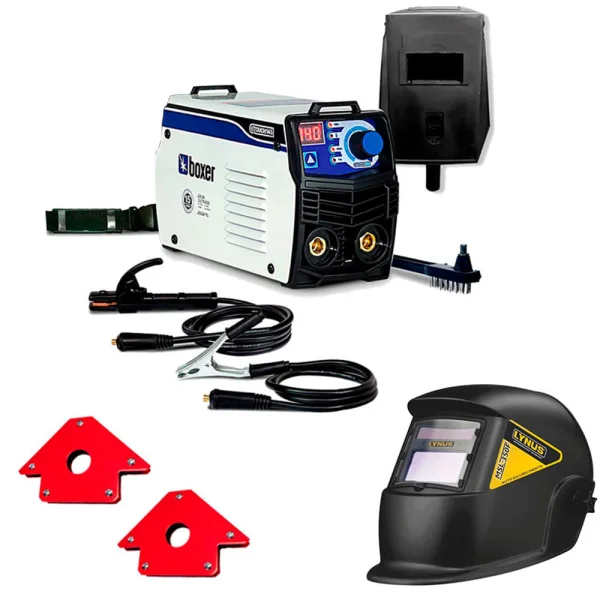 Kit Máquina de Solda Inversora Touch145 Boxer e Máscara e 2Esquadros Magnéticos
