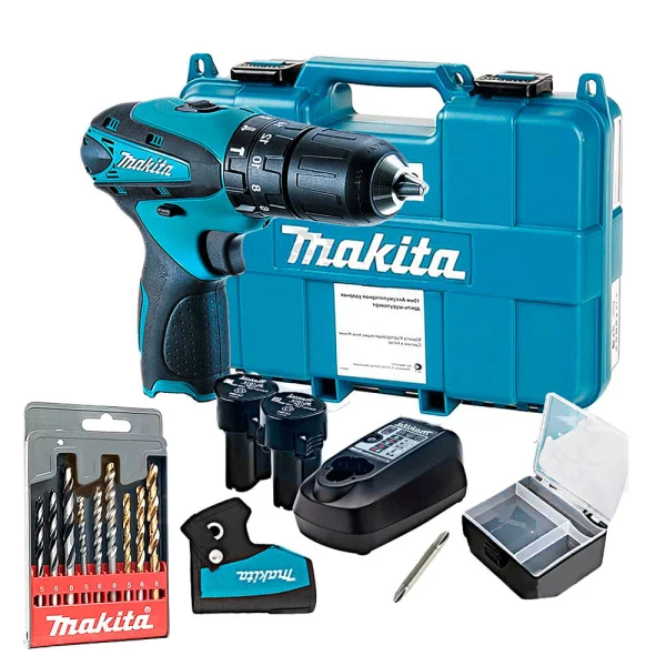 Kit Parafusadeira e Furadeira de Impacto HP331DWYE Makita e Jogo de Brocas