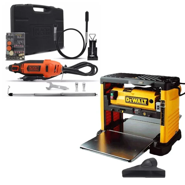 Kit Plaina Desengrosso Portátil DW733 DeWalt e Microrretífica com Controle 220 Volts