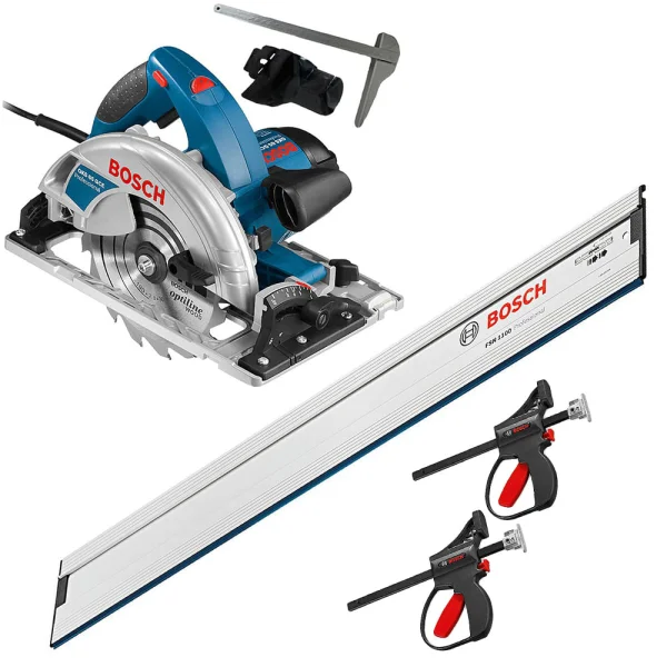 Kit Serra Circular 190mm GKS 65 GCE e Sargentos para Trilho e Trilho 80cm Bosch 220 Volts
