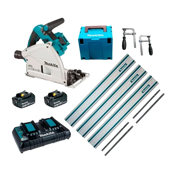 Kit Serra Circular 3Trilhos 1m 2Conectores Sargentos 2Baterias Carregador Maleta