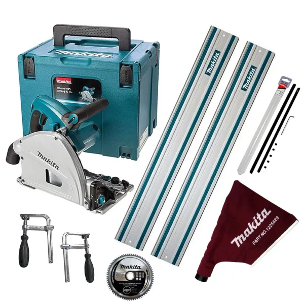 Kit Serra Circular SP6000J Makita 2Trilhos 1m Conector 2Sargentos Coletor Disco