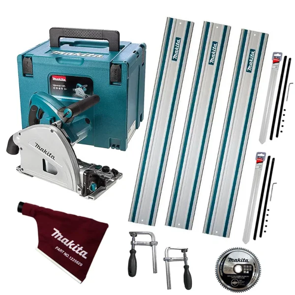 Kit Serra Circular SP6000J Makita 3Trilho 1m 2Conector 2Sargento Coletor e Disco