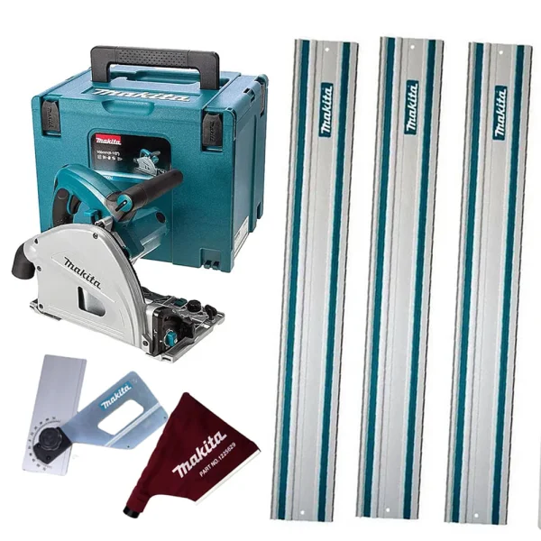 Kit Serra Circular SP6000J Makita e 3 Trilhos de 1m e Coletor e Conjunto Ângulo
