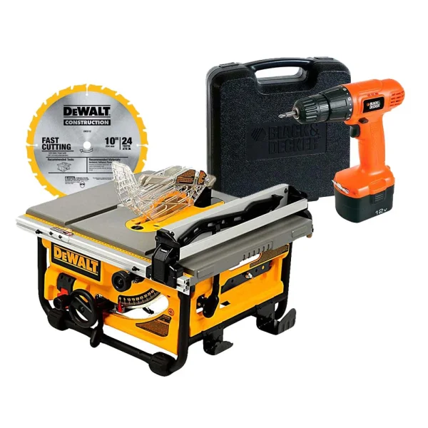 Kit Serra de Bancada DW745 DeWalt e Furadeira Parafusadeira à Bateria CD121K-BR 220 Volts