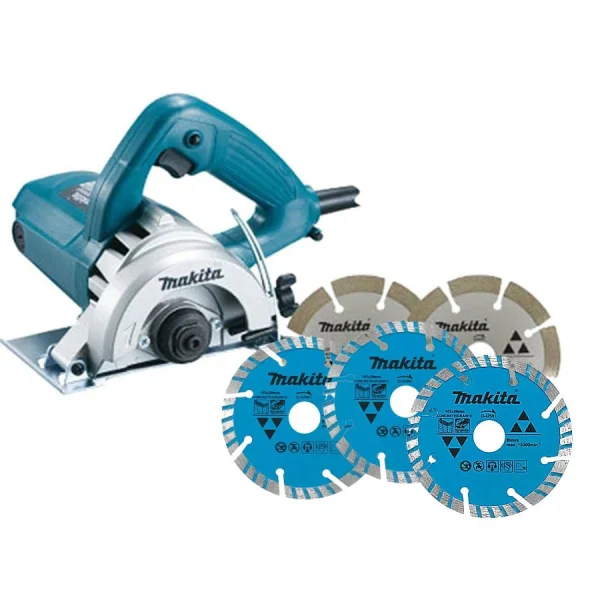 Kit Serra Mármore 110mm 1300W 4100NH3ZX2 Makita e 3 Discos Diamantados 220 Volts
