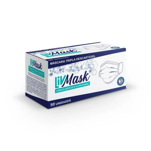 Máscara Tripla Descartável 500V7 Livmask 50 Unidades