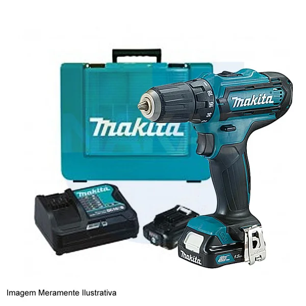 Parafusadeira e Furadeira de Impacto à Bateria 10mm 12V e Maleta HP331DSAE Makita