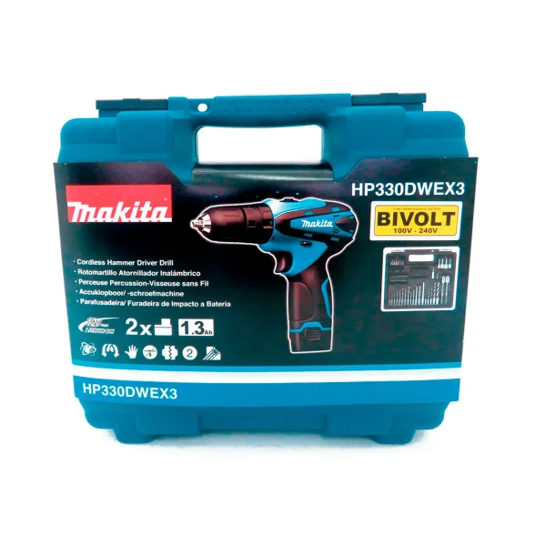 Parafusadeira e Furadeira Impacto à Bateria 2 Baterias 12V HP330DWEX3-P Makita