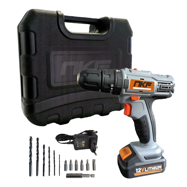 Parafusadeira Furadeira de Impacto à Bateria 12V e 13 Acessórios FPI12X NKF